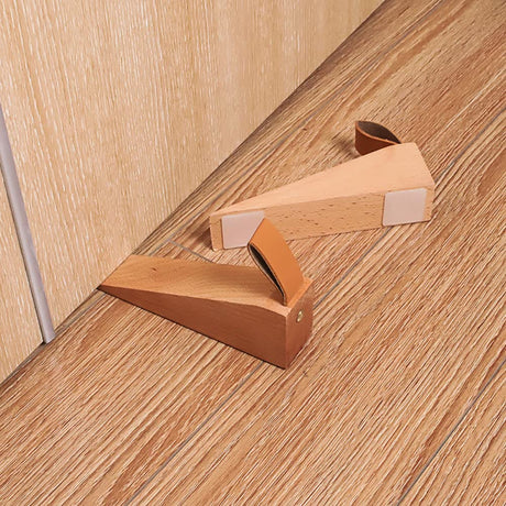 Wood Door Stopper, Solid Wooden Non-Slip Door Wedges, Sturdy and Durable Door Stop Wedge, Door Stopper Fit for Door Bottom Seam (0.2" - 1.3") 1 Pack e-Times