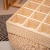 Unfinished Wooden Box with 8 Compartments for Crafts, Organizing, Storage and DIY, Unpainted Wooden Storage Box 13" x 13" x 3" in (16 Compartments) JJSQYLAN