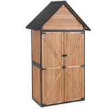 GUTINNEEN Shed Outdoor Storage Upgraded with Durable Metal Frame Garden Shed Tool Storage Cabinet with Wooden Floor Adjustable Shelfs 2.5 x 1.4FT （Brown） GUTINNEEN