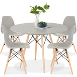 Best Choice Products 5-Piece Dining Set, Compact Mid-Century Modern Table & Chair Set for Home, Apartment w/ 4 Chairs, Plastic Seats, Wooden Legs, Metal Frame - Gray/Oak Best Choice Products