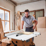 Table Saw, 10 Inch 15A Multifunctional Saw with Stand & Push Stick, 90° Cross Cut & 0-45° Bevel Cut, 5000RPM, Adjustable Blade Height for Towallmark