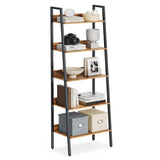 VASAGLE Bookshelf, 5-Tier Narrow Bookcase, Ladder Shelf for Home Office, Living Room, Bedroom, Kitchen, Rustic Brown and Ink Black ULLS067B01 VASAGLE