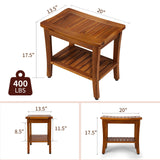 TEAKMAMA 20" Teak Shower Bench Waterproof Wood Shower Chair for Inside Shower Teak Stool with Shelf for Bathroom Sturdy Shower Seat for Elderly, Assembly Required TEAKMAMA