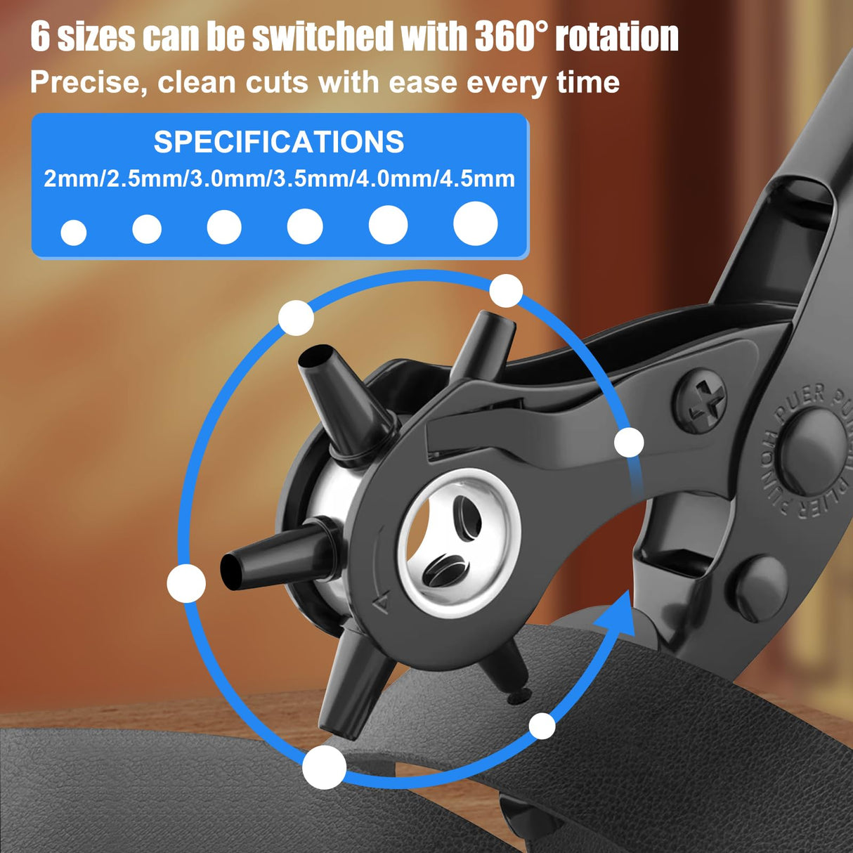 Diyife Professional Leather Hole Puncher, Full Set Punch Tool Kits for Belt, Watch Band, Shoe, Crafting, Handbag Straps, Fabric, with Extra Punch Plates and Ruler, Multi Hole Sizes Make - Blue Diyife