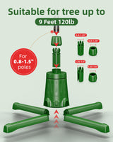 HOPOCO 2024 Upgrade Rotating Christmas Tree Stand for 6ft 7.5ft 9ft Artificial Tree, 4 Built-in Electric Outlets Xmas Tree Stand with Remote Control, 360 Degree Revolving Tree Base Holder HOPOCO