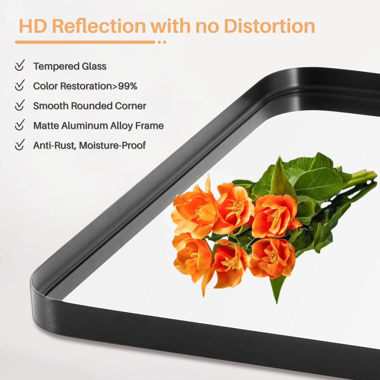 Bathroom Mirror for Wall, 30x22 Inch Rounded Rectangle Mirror, Black Metal Framed Bathroom Vanity Mirror for Restroom Farmhouse, Anti-Rust, Tempered Glass, Horizontally or Vertically Hanging Atilioo