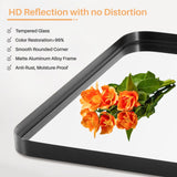 Bathroom Mirror for Wall, 30x22 Inch Rounded Rectangle Mirror, Black Metal Framed Bathroom Vanity Mirror for Restroom Farmhouse, Anti-Rust, Tempered Glass, Horizontally or Vertically Hanging Atilioo