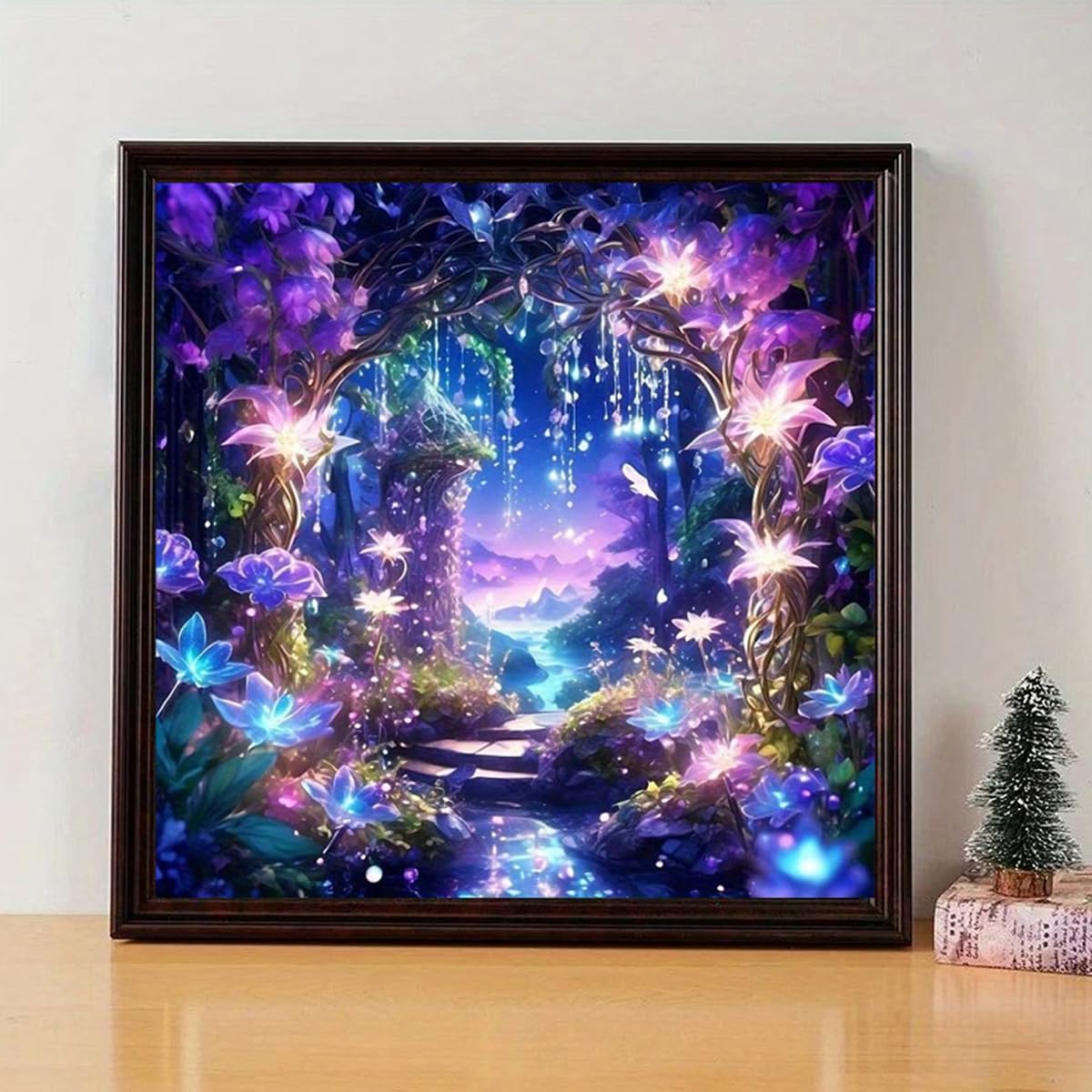 Waterfall Landscape Diamond Painting Kits for Adults, Luminous Flower 5D Diamond Art Kits for Adults Beginner, DIY Full Round Drill Gem Crystal Art Forest Scenery for Home Decor 12x12Inch wavaiov