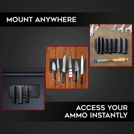 Keeper MG Magnetic Ammunition Holder for Gun Magazines and Clips, Organize Mount in Your Gun Safe, Locker Cabinet, Vault, Ultimate Ammo Storage Accessories for Handgun, Oistol and Rifle Mags, Black KEEPER MG