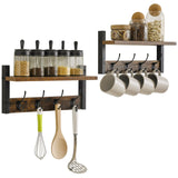 YMYNY Coat Rack Shelf Wall Mounted, Coat Hooks Set of 2, Entryway Coat Hanger with 8 Hooks, 31.5" Wall Floating Shelf with Hat Rack, for Kitchen, Bedroom, Bathroom, Rustic Brown UHWS001H-2 YMYNY