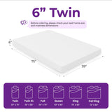 GAESTE 6 Inch Twin Cooling Memory Mattress Medium Firm CertiPUR-US Certified Pressure Relief & Cool Sleep Mattress-in-a-Box Comfort & Supportive Fiberglass Free (Twin, 6 in) GAESTE
