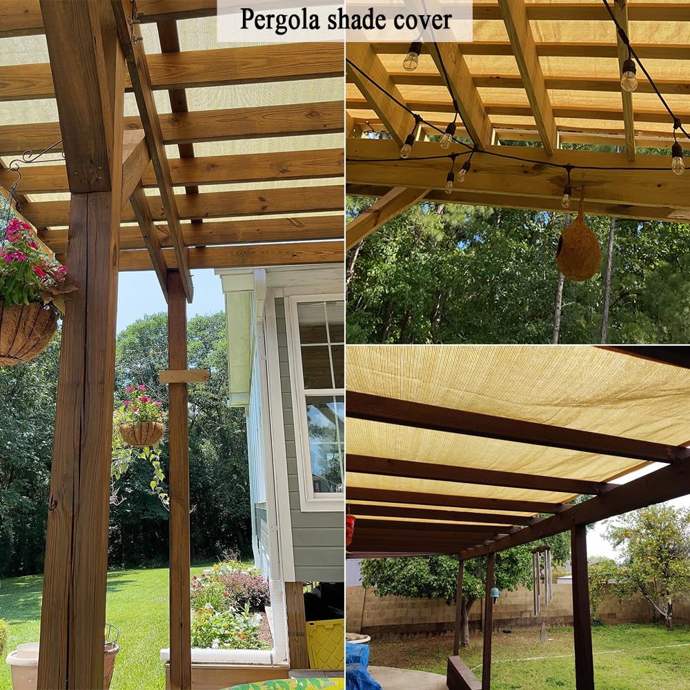 Vocray 90% Shade Cloth for Patio, 8X15 Ft Pergola Shade Cover, Sun Shade Sail for Beach, Deck, Porch, Balcony, Gazebo, Outdoor Shade for Garden, Carport, Pool. Vocray