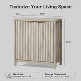 OAKHAM HOME Oxford Storage Cabinet Fluted Sideboard Buffet Cabinet with Adjustable Shelves, Modern Accent Cabinet Multifunctional Console Cabinet Set of 2.(Grey Oak) OAKHAM HOME