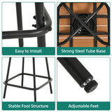 YITAHOME 24 Inches Swivel Bar Stools Set of 2, Counter Height Barstools Platic Wooden Seat with Backrests and Footrest, Industrial Metal Bar Stools for Outdoor Patio Home Kitchen YITAHOME