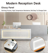 Modern Reception Desk with Counter,Commercial Receptionist Desk with LED Light & Lockable Drawer,Modern Retail Checkout Sturdy & Well Built for Lobbies,Office,SOHO,Shop Generic