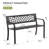 Ruesleag Garden Bench,Metal Outdoor Bench Park Bench with Plastic Mesh Backrest Armrests Sturdy Steel Frame for Patio Yard Porch Entryway Black Ruesleag
