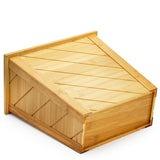 Frcctre Bamboo Waste Basket, Rectangular Compact Waste Trash Can Waste Bin Garbage Built-in Handles Brown Container Bin for Bedroom, Office, Living Room, Kitchen, Bathroom Frcctre