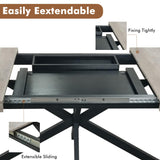 55" -70" Extendable Dining Room Table for 4 6 People,Modern Rustic Kitchen Expanding Table,Wooden Long Large Expandable Dining Room Transformer Table Conference Table for Kitchens,Grey Ufurpie