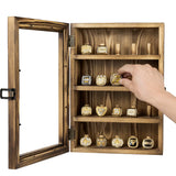 MyGift 4-Tier Wall Mounted Rustic Burnt Solid Wood Sports Championship Ring Holder with Metal Latch Closure, 20-Peg Fraternity, Class Rings Display MyGift