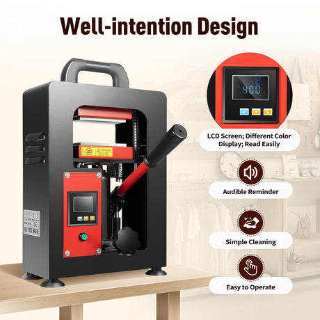 Dodoam 5 Ton Hydraulic Heat Press Machine,110V 900W Dual Plates Heating Presser 2.4 * 4.7 Inch Heat Press Plates Digital Display,with Digital Timer,for PU Pressing Oil Printing Textiles Dodoam