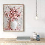 Shouruihua Floral Diamond Painting Kits for Adults, Pink Cherry Blossoms Flowers Diamond Art Painting by Numbers Kits, Diamond Dots Art Kits, Full Round Drill Gem Art for Home Wall Decor, 11.8x15.7 in Shouruihua