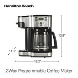 Hamilton Beach 2-Way 12 Cup Programmable Drip Coffee Maker & Single Serve Machine, Glass Carafe, Auto Pause and Pour, Black (49980R) Hamilton Beach