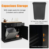 SILKYDRY Tilt-Out Trash Cabinet & Kitchen Island with Adjustable Shelf and Drawers - Black SILKYDRY