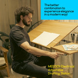 MEEDEN Height Adjustable Drafting Table - 31" to 52" Electric Drawing Desk with Large Side Board - 40 * 27" Tiltable Tabletop - Rolling Wheels - ES-6058-YM MEEDEN