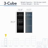 HOMES: INSIDE + OUT Apexa 3 Cube Storage Organizer Shelves, Stackable Wood Bookcase Fits Cubby Bins for Organization, Dorm Teen Room Decor & Home Office, Black HOMES: INSIDE + OUT