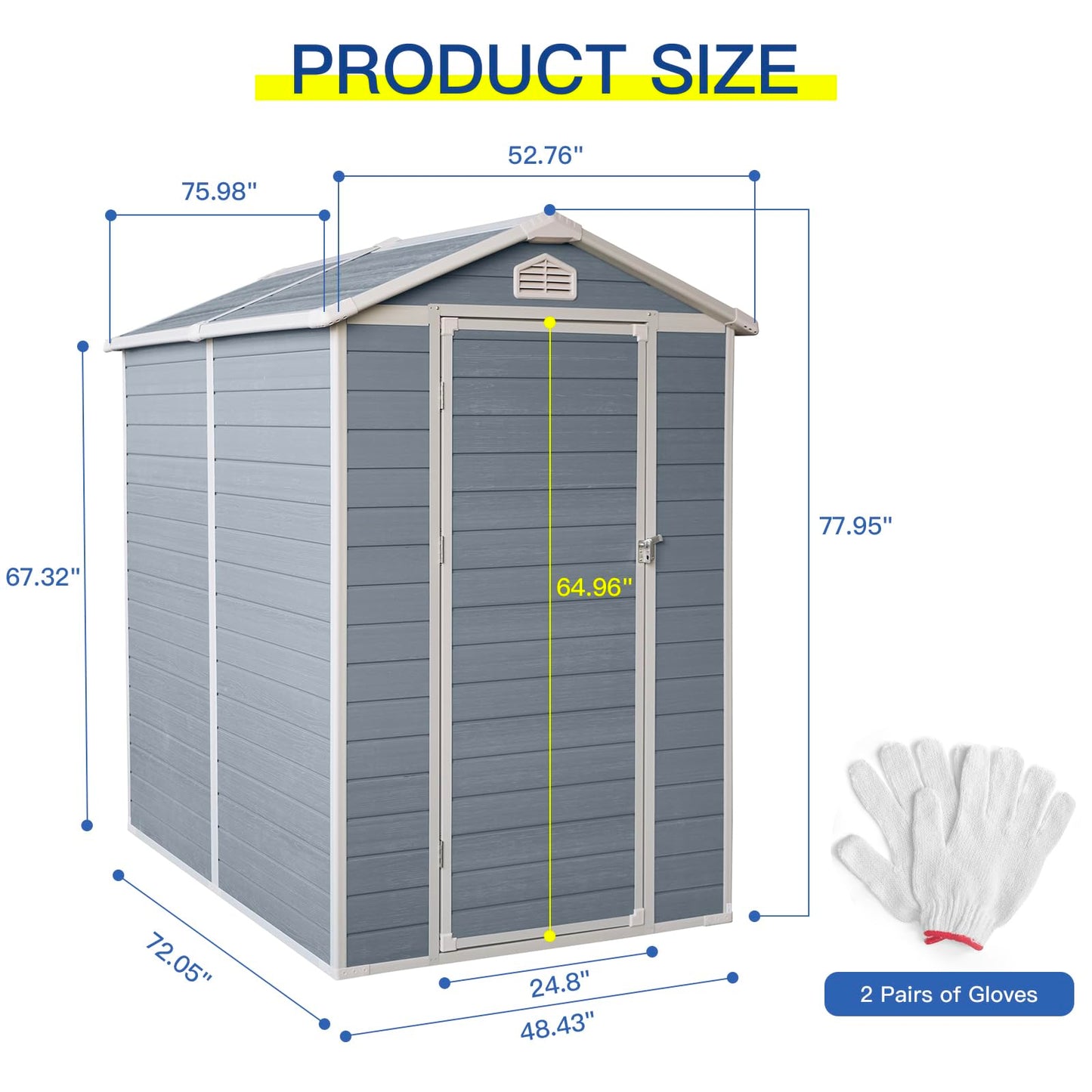 6x4 FT Resin Outdoor Storage Shed with Floor,All-Weather Outdoor Shed with Lockable Door,Window & Sloped Roof,Plastic Outside Tool Storage for Garden,Backyard,Patio,Lawn,Gray