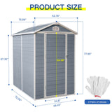 6x4 FT Resin Outdoor Storage Shed with Floor,All-Weather Outdoor Shed with Lockable Door,Window & Sloped Roof,Plastic Outside Tool Storage for Garden,Backyard,Patio,Lawn,Gray IMagacFun