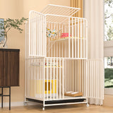 Cat Cage Indoor, Full Square Tube Cat Villa, Small Animal Indoor Detachable Metal Cage, Reinforcement and Widening Platform(White,71x55x127cm) FLQYJJDP
