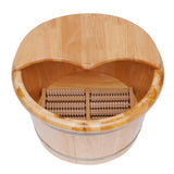 Foot Bath Basin Wood Foot Tub, Soaker Washing Sauna Bucket with Massager and Lid, Wooden Foot Basin Bucket with Massage Plus Cover Plate Foot Barrel WETUSSEX