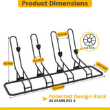4 Floor Bike Rack, Safeguard Disc Brakes & Derailleurs Design, Waterproof Bicycle Stand Indoor/Outdoor/Garage Use, Fits 12"-29" Tires, Upgraded 0.63" Steel Tubes for Stability Kingarage