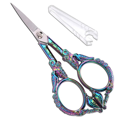 YOUGUOM Sewing Embroidery Scissors – Small Vintage Sharp Detail Shears for Craft, Artwork, Needlework Yarn, Handicraft DIY Tool, Thread Snips, 4.6in Rainbow Bird Style YOUGUOM