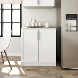 Prepac Elite 32" W Storage Cabinet with Doors and Shelves, White Garage Cabinet, Bathroom Storage with 1 Adjustable Shelf 24.5" D x 32" W x 36" H, WSCR-1005-1 Prepac