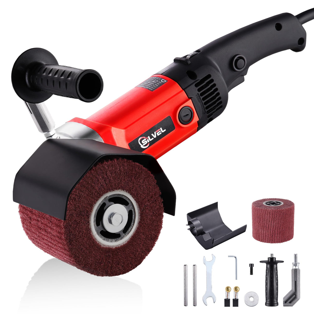 SILVEL 1400W Burnishing Polishing Machine, 110V Handheld Electric Sander Polisher Kit, Stainless Steel Polisher with 6 Speed Adjustable, 500-3000RMP for for Metal, Stainless Steel, Plastic, Wood SILVEL