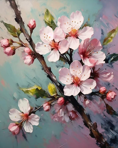 ZUVRDIAI Paint by Number for Stress Relief, Cherry Blossoms, Easy Paint by Number Kit for Adults, 40x50cm, Without Frame