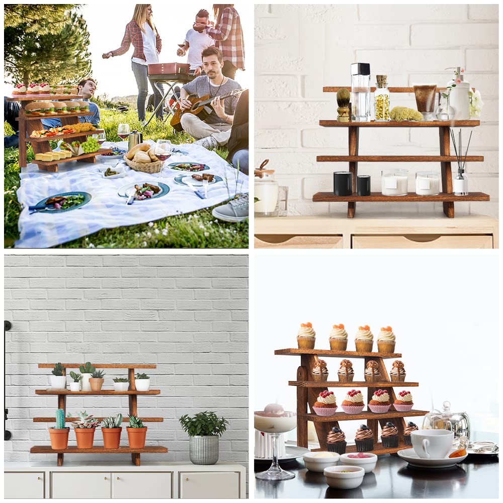 Manspdier Wooden Display Stand Wood Cupcake Stands Tool Free, Rustic Risers for Display Ideal Craft Funko Pop Shelves Table Display Stand for Vendors Wood Riser Manspdier