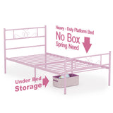 Weehom Platform Steel Bed Frame with 6 Legs Mattress Foundation Heavy Duty Bed Steel Slat Support Easy Assemble Kids Adults(Twin Size),Pink Weehom