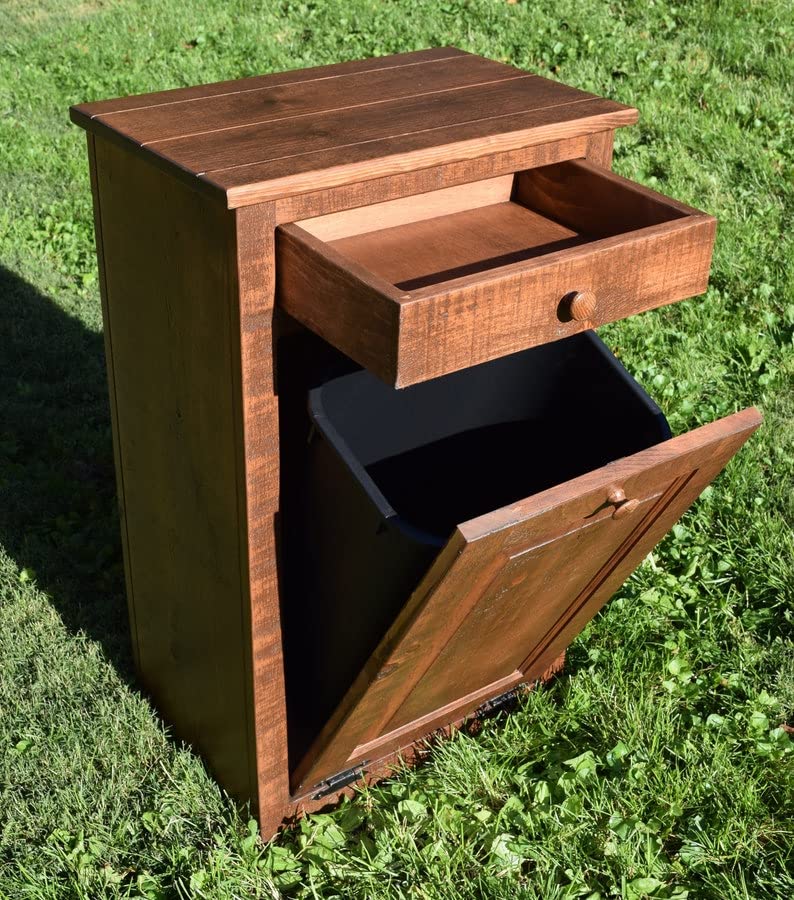 ZuMaha Trash can | Rustic Special Walnut | Kitchen Trash can Cabinet - WoodArtSupply