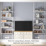 ALLZONE 5 Tiers Narrow Bookshelf, Tall Adjustable Ladder Book Shelf with Open Storage, Floor to Ceiling Tension Mount, Wooden Industrial Bookcase for Living Room, 92 to 116 Inch, White ALLZONE