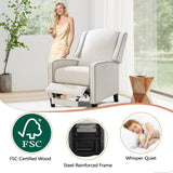 ANJ Push Back Recliner Chair, Soft Fabric Lounge Armchair,Wingback Recliner Single Sofa Chair with Steel-Reinforced Frame，Adjustable Pushback Chair for Living Room, Beige ANJ