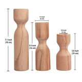 DUHALINE Wooden Candle Pillar Holder Set of 3,Rustic Farmhouse Candle Holder,Handmade Candlestick Holder, Wood Candle Holders, Console Table Decoration Pieces, Luxury Fireplace Candle Holder DUHALINE