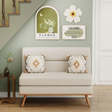 Aklaus Upholstered Small Loveseat,Faux Leather Modern Mini Sofa Couch Love Seat Armless Settee Bench with Back for Living Room Bedroom Office Small Space Entryway Beige Aklaus
