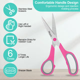 Scissors, Rkqoa 8" Scissors All Purpose 6 Pack - Comfort-Grip Sharp Scissors for Office School Sewing Fabric Craft Art Supplies, Teacher/Class Scissors, Right/Left Handles Almarto