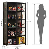 ouioyggk Display Cabinet with Acrylic Glass Door, 5-Tier Curio Display Case, Collectibles Toy Organizers Rack & Display Shelf, Kids Bookcase for Home, Office, Playroom, Living Room, Black ouioyggk