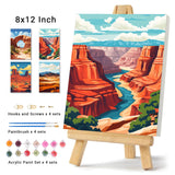 4 Pack Framed Paint by Numbers Kit for Adults Beginner Canvas Painting by Numbers for Adults National Park Easy Adult Paint by Number Kits with Frame Landscapes Watercolor Painting by Number 8x12 Inch obterie