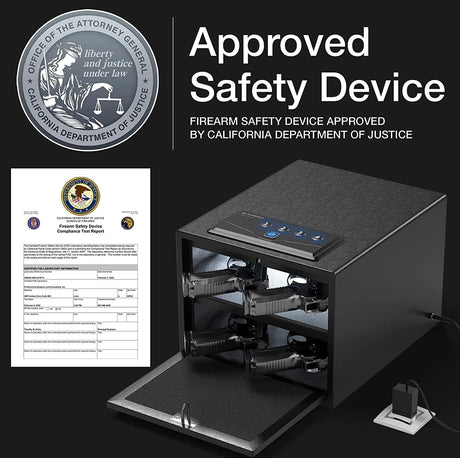 XDeer Biometric Pistol Safe (FCC & California DOJ Certified) - Quick Access Handgun Safe with Fingerprint & Digital Keypad, APP Bluetooth Secure Home Gun Safe for up to 4 Pistols (No Cleaning Kit) XDeer