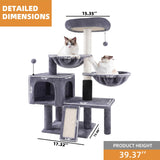 ROYPET Multi Level Cat Trees with Cat Houses Hammock ScratchingPosts,Grey … Roypet